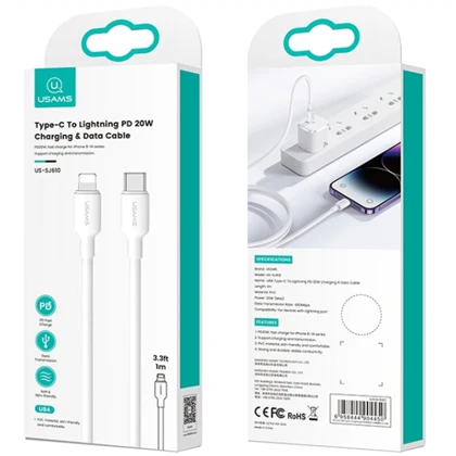 کابل تایپ سی به لایتنینگ یوسامز USAMS مدل US-SJ612 توان 20 وات 3 متری