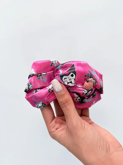 هدبند ساتن فانتزی طرح کروم