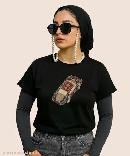 کراپ زنانه طرح ماشین تلفیق با فرش ایرانی