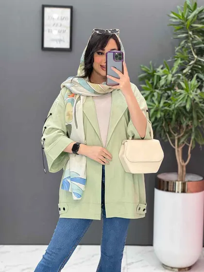 مانتو لینن آستین بند ضربدری