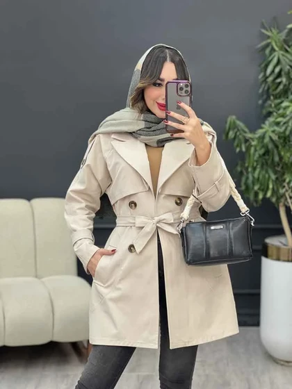 بارانی چهاردکمه برش هلالی
