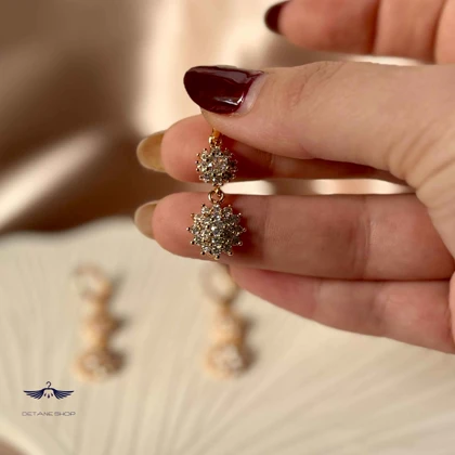 نیم ست گل نگین‌دار رزگلد