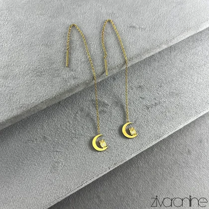 گوشواره زنانه بخیه ای مدل ماه و جغد 20423