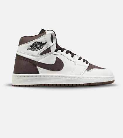 کفش کتانی ساق‌دار مردانه و زنانه کرم قهوه ای NIKE jordan 1 مدل 8781