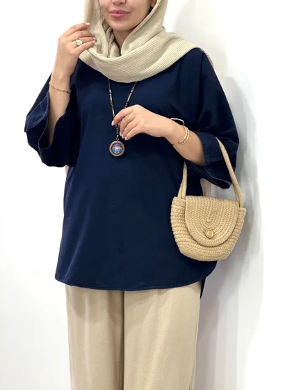 تونیک مانتویی لینن شاپرک کد 5922ایراد دار)