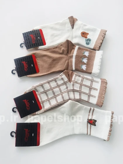 جوراب نیم ساق نخ پنبه طرح دار