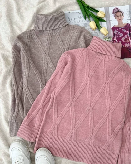 پلیور بافت یقه اسکی گرم بالا کد 5130