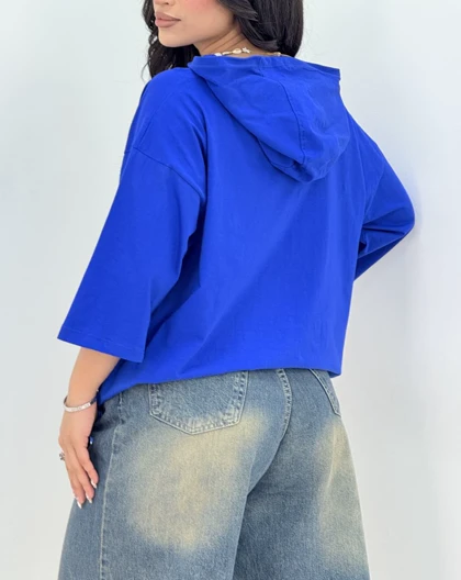 تیشرت کلاهدارنیلی(37)کد:5611