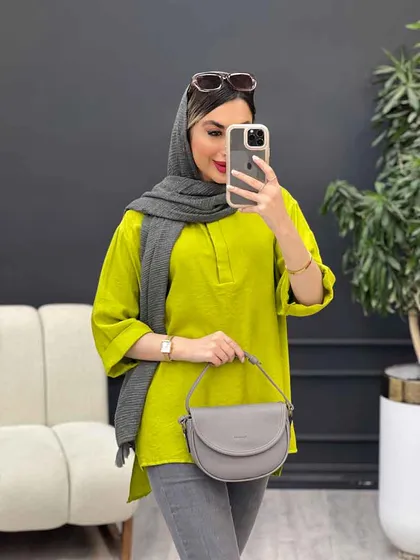 مانتو جلو بسته دکمه مخفی 4965