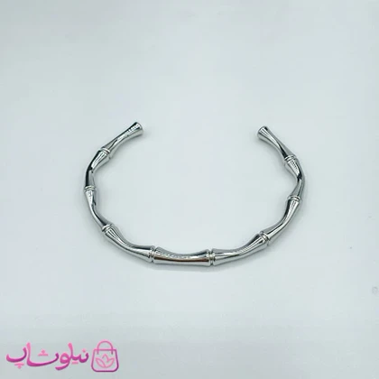 بنگل مردانه بامبو رنگ نقره ای ضخامت 4 میل کد 1491