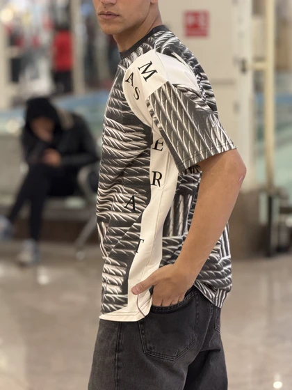 تیشرت سه بعدی لش پارچه ماکان طرح طناب-کرم