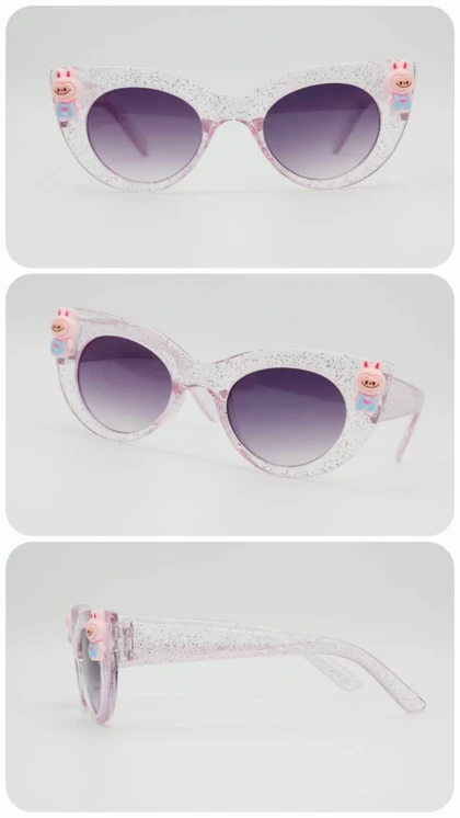 عینک آفتابی بچگانه طرح گربه‌ای عروسک‌دار با شیشه‌های ضد اشعه UV