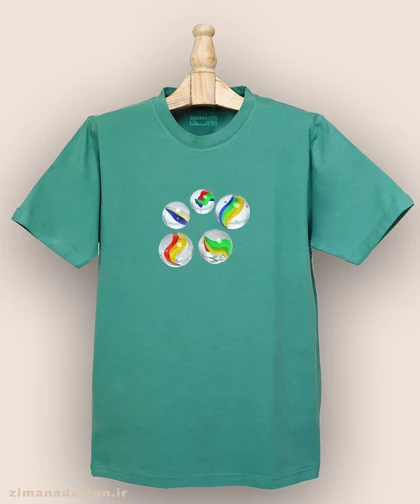 تیشرت مردانه و زنانه نوستالژی طرح تیله رنگی
