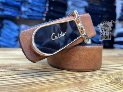 کمربند عسلی چرم CATDER