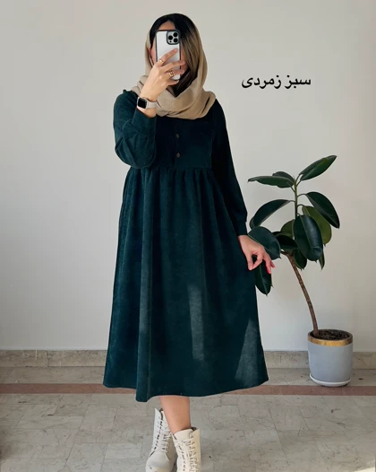 پیراهن مانتویی پاییزه آنیل جیب‌دار