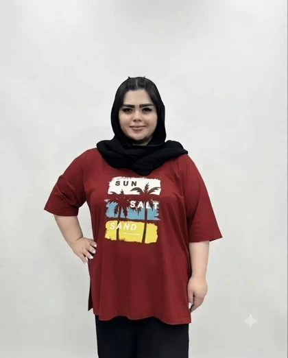 تیشرت سایز بزرگ زنانه طرح نخل
