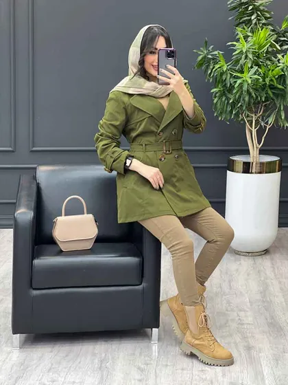 بارانی چهاردکمه آستین سگک
