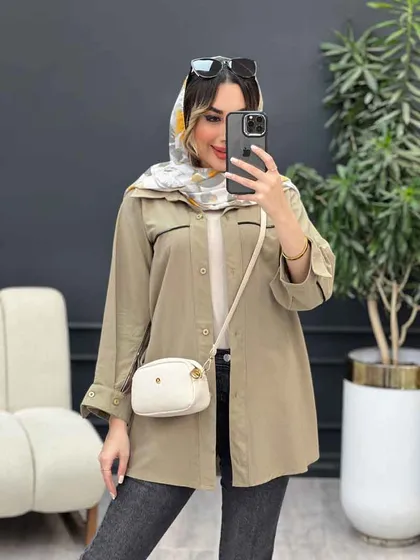 مانتو زیپ نما آستین دو دکمه