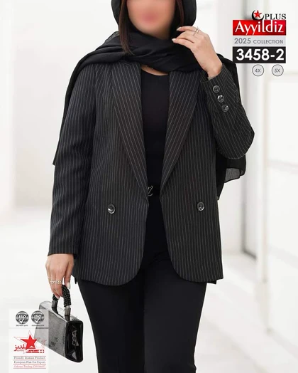 کت مجلسی دیپلمات زنانه سایز بزرگ کد 3458
