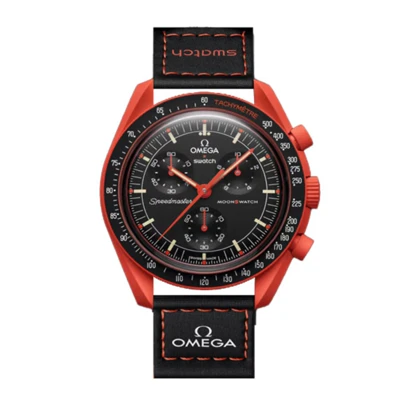 ساعت امگا سواچ زمین قرمز مشکی Omega Swatch to Earth