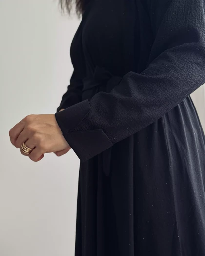 پیراهن کلوش نگین‌دار مشکی