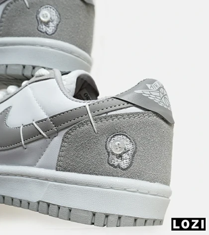 کفش کتانی مردانه و زنانه طوسی سفید نایک NIKE jordan Vodoo