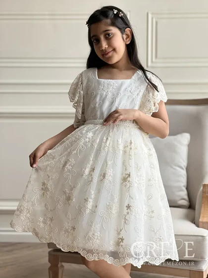 پیراهن تور گل‌دار