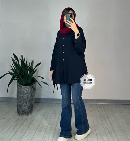 مانتو دکمه دار رامک