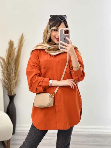 مانتو دکمه مخفی برش‌دار