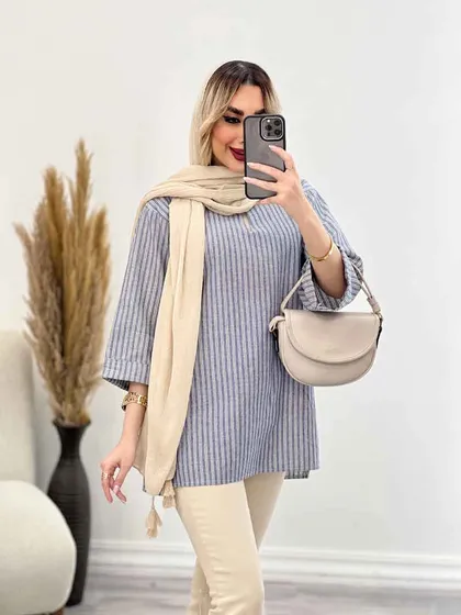 مانتو یقه چاک آستین پاکتی
