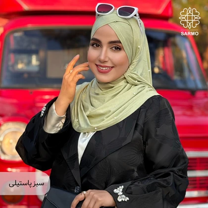 شال کویتی کشی با مروارید سفید