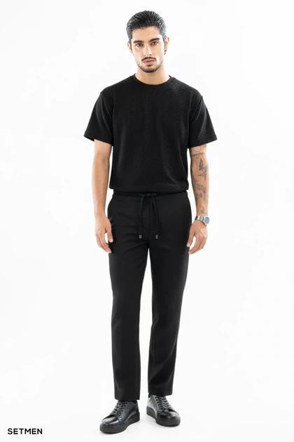 تیشرت مردانه ژاکارد یقه گرد