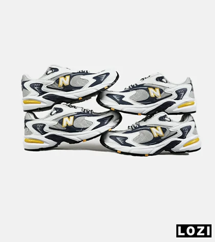 کفش کتانی مردانه و زنانه طوسی زرد مشکی NEW BALANCE 725 مدل 7387