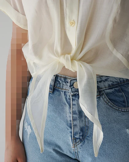 شومیز شیشه ای جلو گره‌ای | هیبا