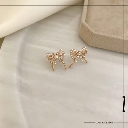 گوشواره پاپیونی مرواریدی