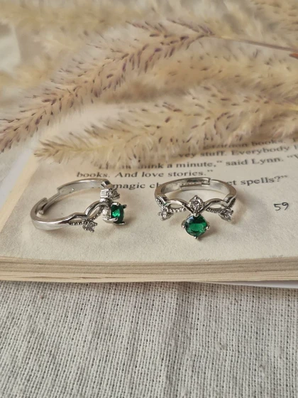 انگشتر جواهری فری سایز تاج سبز