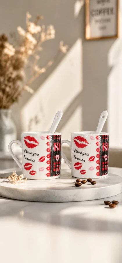 شات قهوه خوری ست دو نفره طرح Love