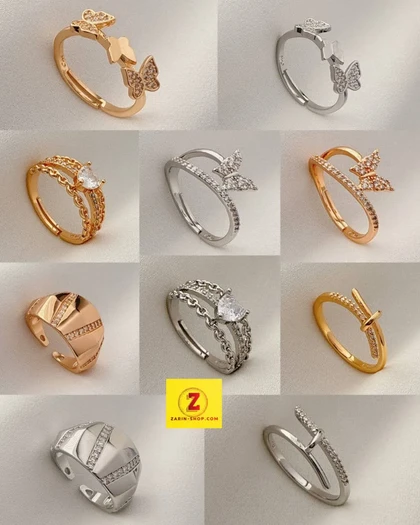انگشتر فری سایز زنانه نگینی و ساده مارک CM
