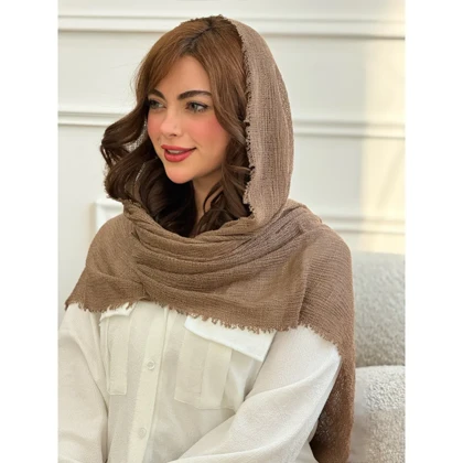 شال ساده نخی حصیری دورریش