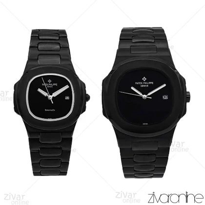 ست ساعت پتک فیلیپ ناتیلوس مشکی صفحه مهندسی 106061