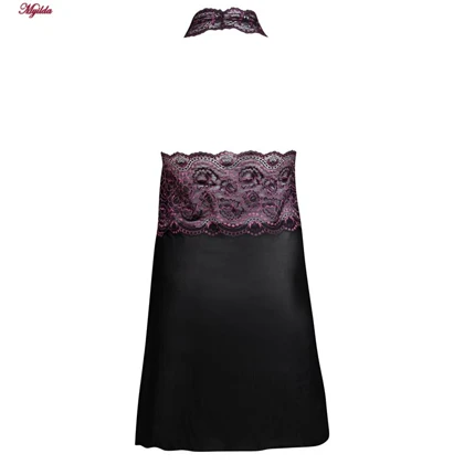 لباس خواب زنانه مدل گیپوری بادمجانی کد 4312-3002