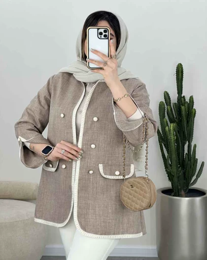 کت نوار دوزی آستین چاک‌دار(5)کد3450