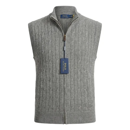 ژیله بافت تمام زیپ طرح مارپیچ برند Polo Ralph Lauren