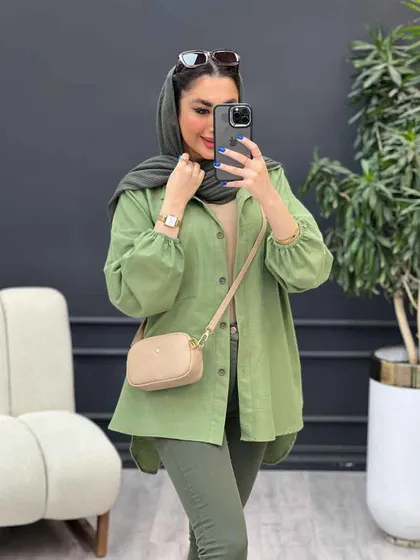مانتو لینن آستین کش دو جیب