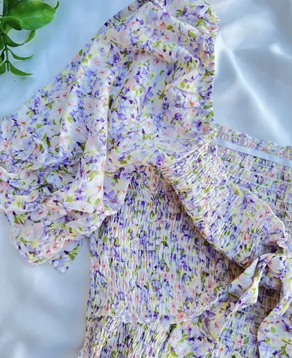 پیراهن کش دوزی گل‌دار شین🌸