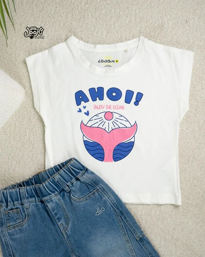 تیشرت دخترانه طرح AHOI