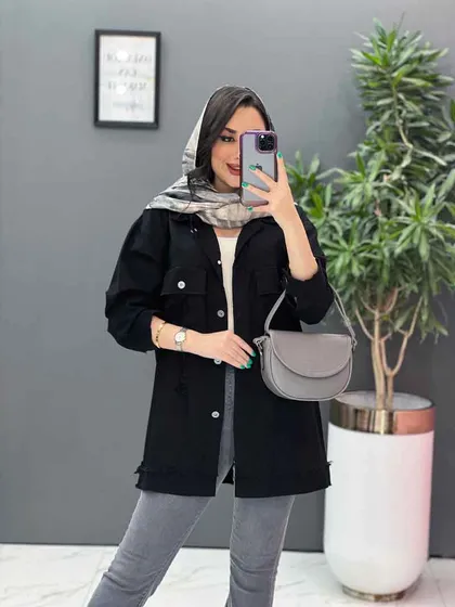 مانتو کتان زاپ‌دار ریش دار