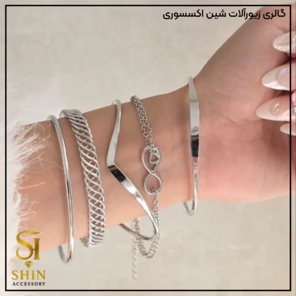 پک بنگل زنانه آبکاری نقره کد bz04
