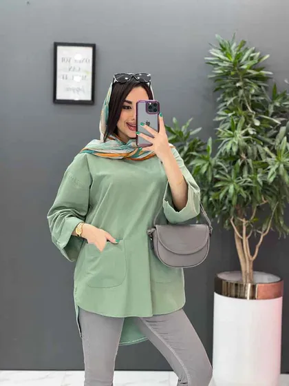 مانتو جلو بسته جیب برش‌دار