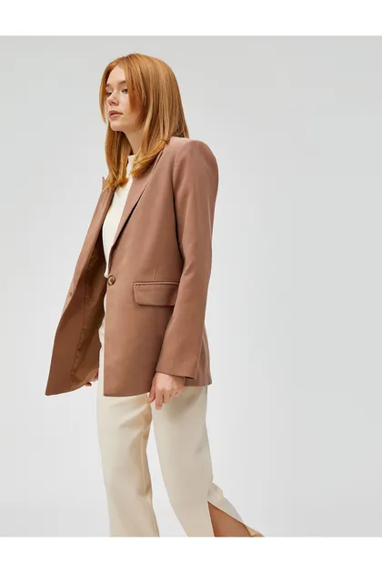 ژاکت بلیزر تک دکمه سایز بزرگ 3WAK50122UW